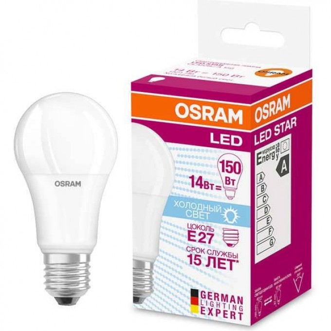 Лампа светодиодная LED OSRAM STAR Classic A 150 13W/840 13Вт 4000К E27 1521лм 220-240В 4058075057043 Лампа светодиодная LED OSRAM STAR Classic A 150 13W/840 13Вт 4000К E27 1521лм 220-240В 4058075057043