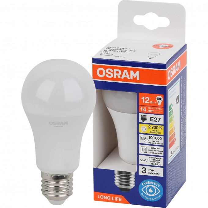 Лампа светодиодная OSRAM LED 12Вт Е27 2700К 1055Лм груша 220В 4099854186066 Лампа светодиодная OSRAM LED 12Вт Е27 2700К 1055Лм груша 220В 4099854186066