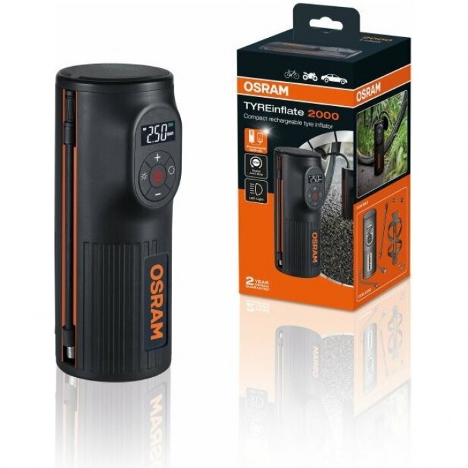 Портативный компрессор OSRAM TYREinflate 2000 OTIR2000 с цифровыми функциями 4062172198769 Портативный компрессор OSRAM TYREinflate 2000 OTIR2000 с цифровыми функциями 4062172198769